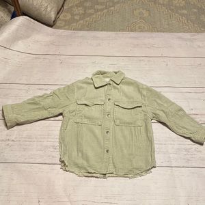 ZARA MINT GREEN BUTTON DOWN CORDUROY GIRL JACKET SIZE 8CM 128